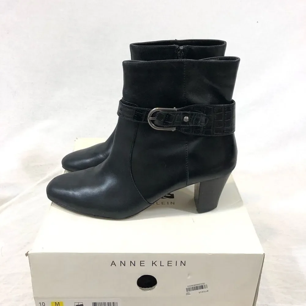 Anne Klein Gansee Black Ankle‎ Boots Size 10